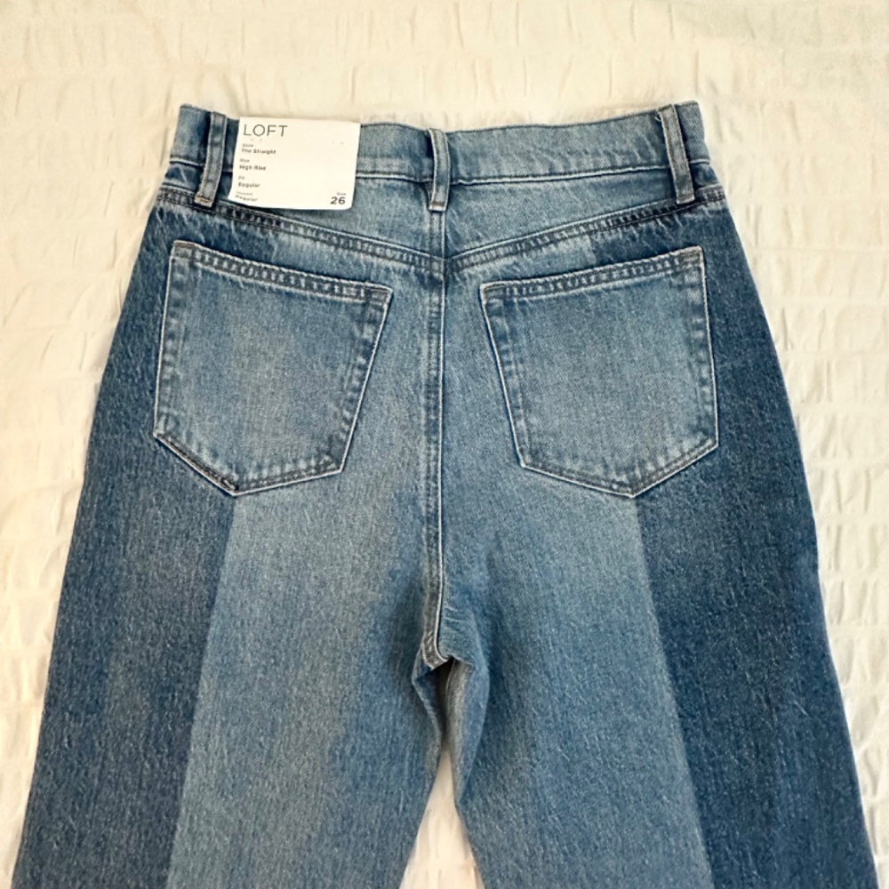 NWT LOFT Striped Straight Leg Jeans - Picture 9 of 13